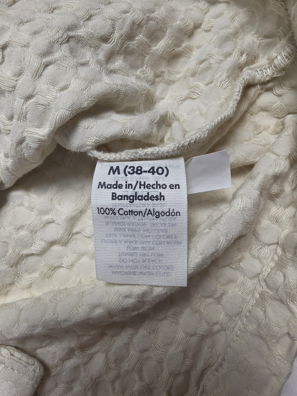 No Boundaries Textured Camp Collar Shirt Men's Medium Cream 100% Cotton Coastal - Picture 7 of 8